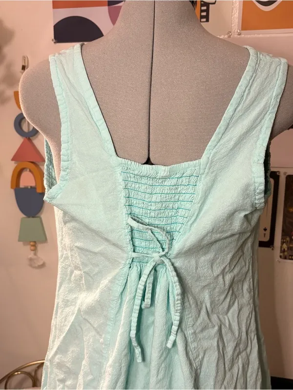Turquoise Embroidered Button‑Front Dress - Image 8