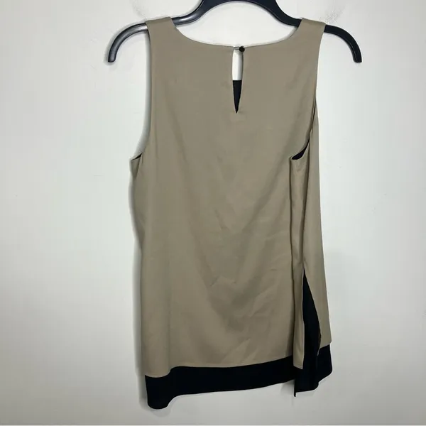 Ann Taylor layered split hem sleeveless top‎ tan black size medium - Image 6