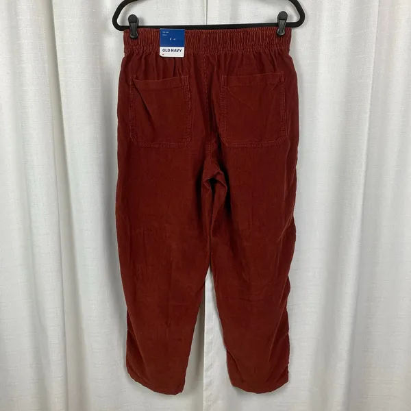 Old Navy Brick Red Corduroy High Rise Pull On Ankle Utility Pants Sz.M NWT - Image 10