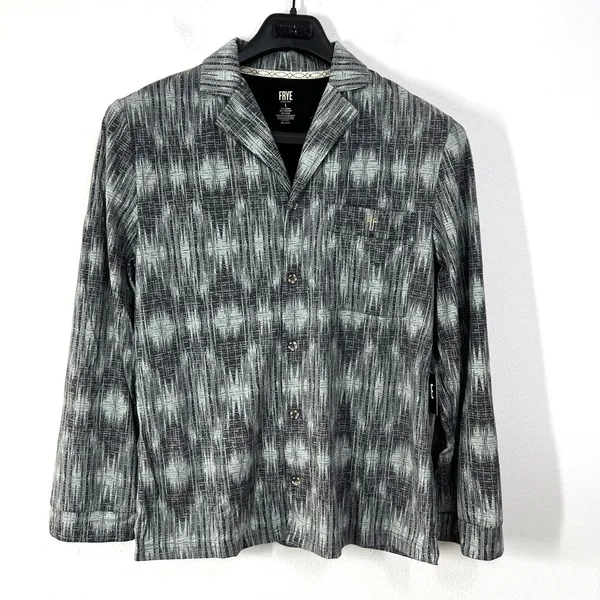 FRYE‎ Premium Sleepwear Mens Large Flannel Print Notched Set Gray Cotton Blend - Image 3