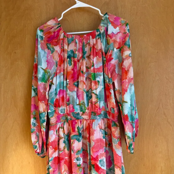 Soft Surroundings Evalina Maxi Dress Tropical Floral Boho‎ V Neck Smocked Waist - Image 6
