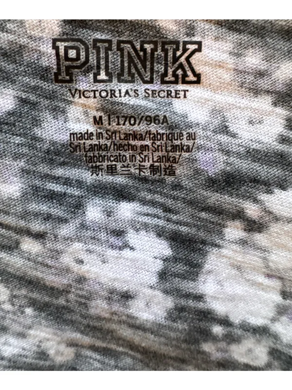 Victoria’s Secret Pink Black Perfect V-Neck Short Sleeve Purple Floral Print Tee - Image 4