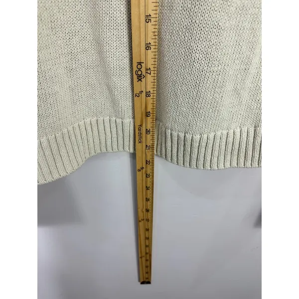 H&M Open Knit Collared Button Down Cardigan Womens Medium Ivory Tennis Prep‎ - Image 5