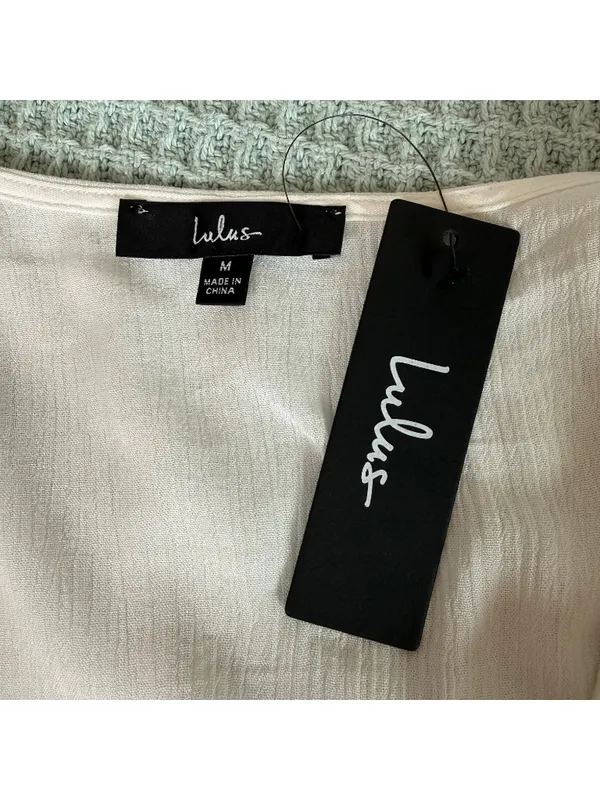 NWT Lulus Harbor Point Wrap Dress Womens Medium White Bridal Shower Bachelorette - Image 4