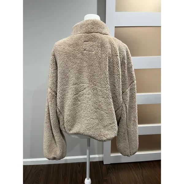 Aeropostale Fuzzy Fleece Half Zip Pullover Jacket Tan Size‎ M - Image 2