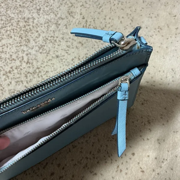 Kate Spade New York‎ Light Blue Saffiano Leather Triple Zip Crossbody Bag - Image 7