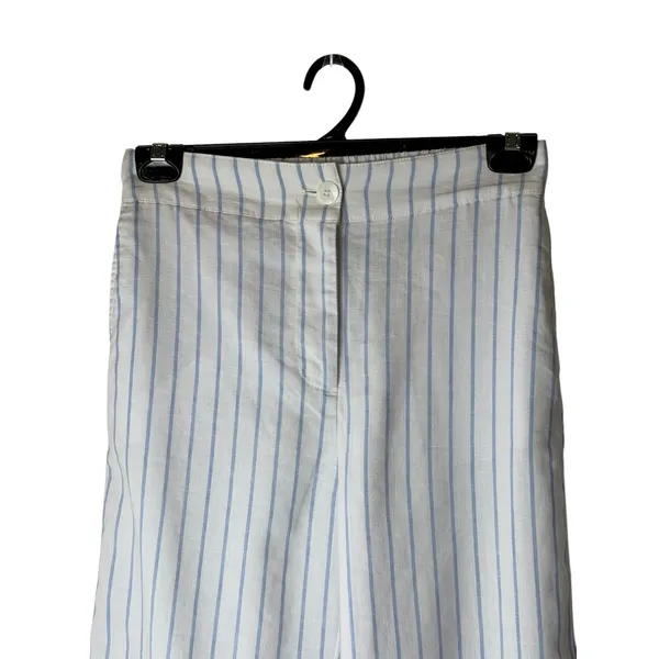 Faherty Malibu Linen Pant Women Small Blue White Stripe Lagenlook Preppy Coastal - Image 4