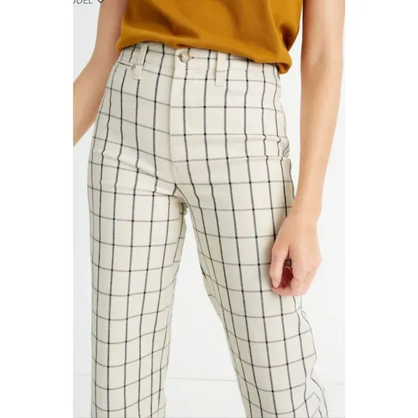 Madewell Slim Emmit Wide Leg Crap Pants Beige Black Striped 28 - Image 2