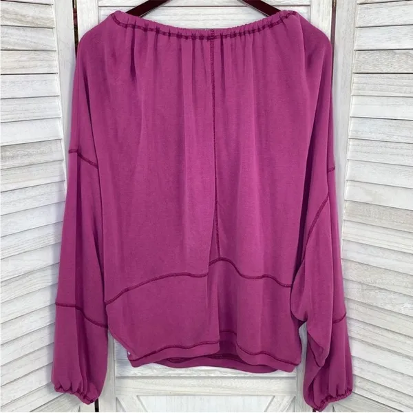 Free People Movement Surfs Up Oversized‎ Shirt Pocket Pullover Slouchy Knit Pink - Image 10
