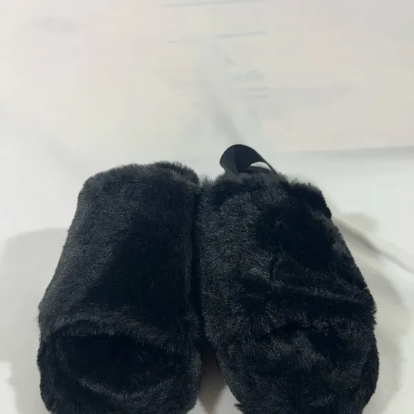 Iman‎ Global Chic Faux Fur Slingback Slipper Women 8 Black New - Image 3