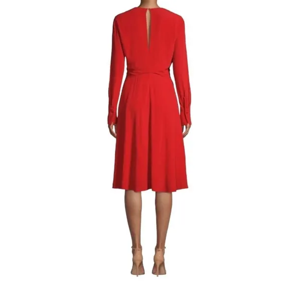Equipment Femme Short Faun Red Twist Knot V Neck Midi Dress NWT Size 6 - Image 15