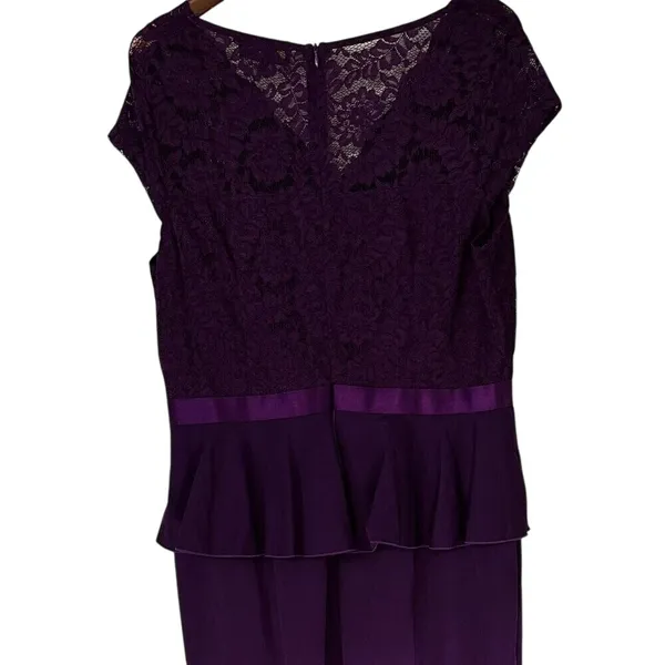 Missmay‎ Purple Lace Peplum Maxi Dress V-Neck Cap Sleeve Formal Gown XXL NWT - Image 7