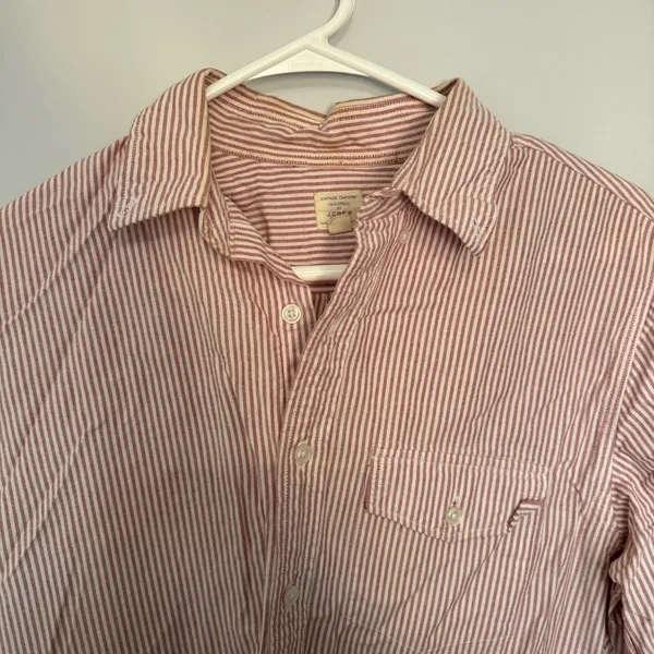 J Crew Classic Red Striped Button Down Shirt - Image 2