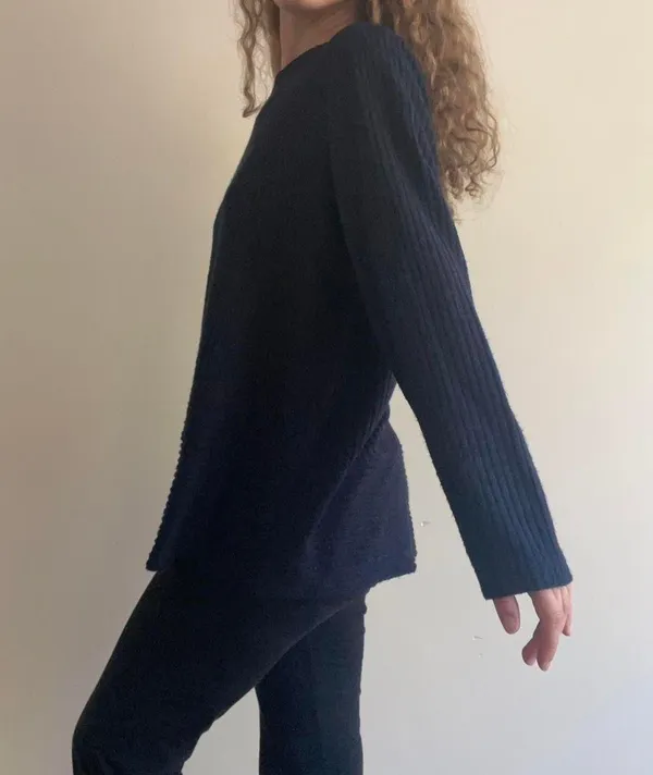 Ribbed Blue Sweater Size 3 Chicos - Image 2