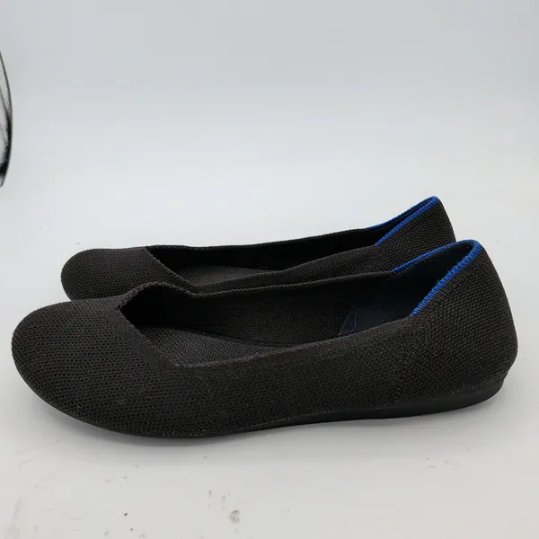 Rothys The Flat Black Solid Knit Ballet Flats Women 6 Machine Washable Eco Shoes - Image 2