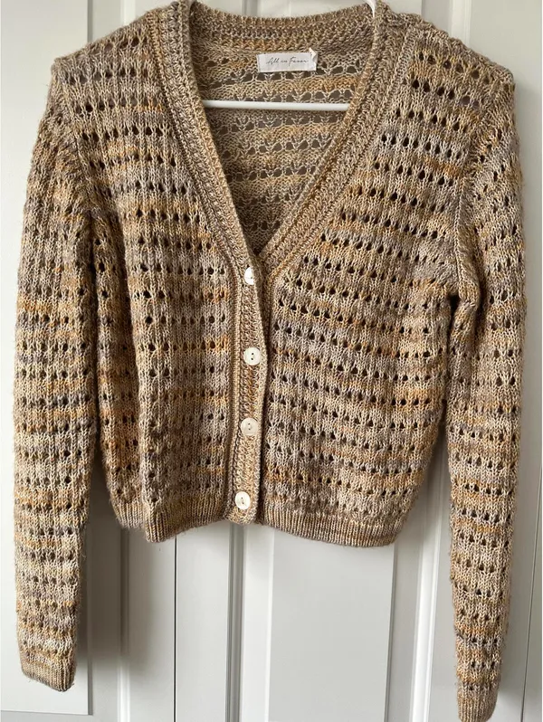 Marled Open Stitch Cardigan All in Favor Beige Tan Size Small - Image 3