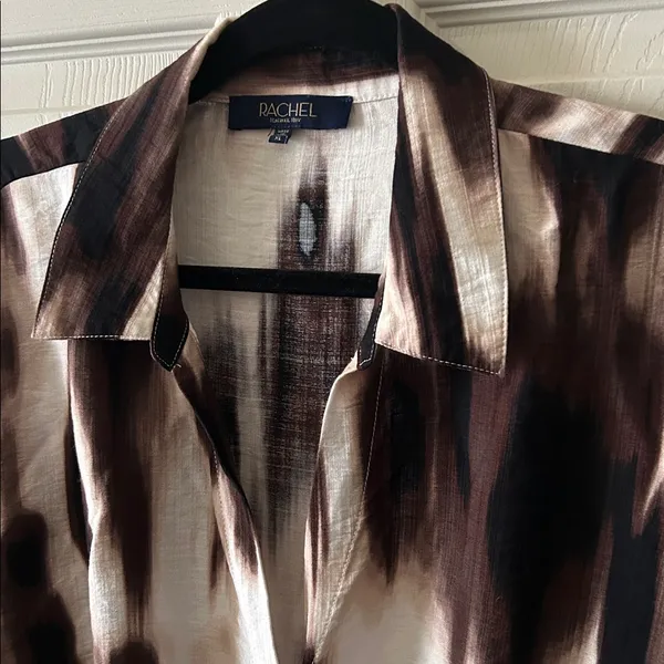 Rachel Roy‎ Womens Long Sleeve Abstract Tie Dye V-Neck Billowy Chic Top Size XL - Image 6