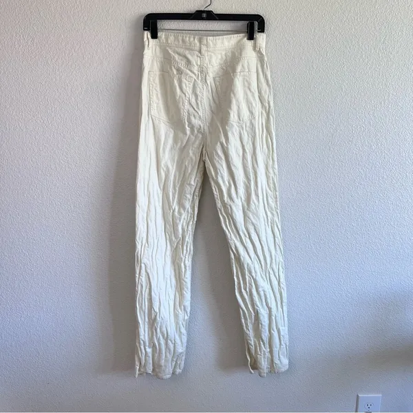 & Other Stories Women’s Ivory‎ Cream Crinkle Long Jean Pants - Image 4