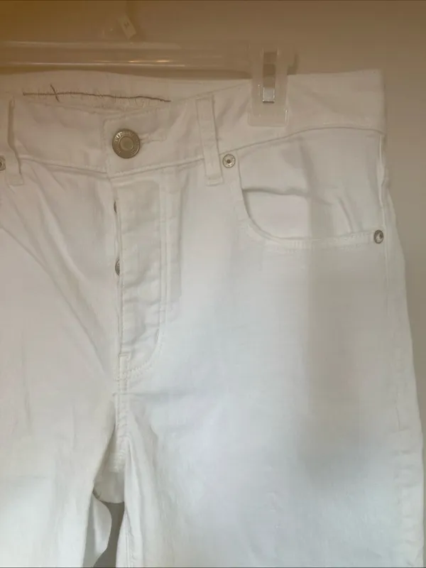 American Eagle Womens Jeans Womens 12 White Denim Distressed Button Fly - Image 3