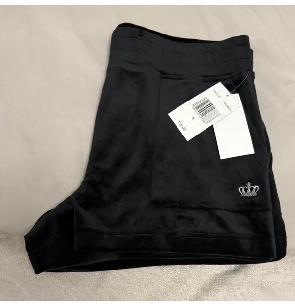 Y2K Style Juicy by Juicy Couture Black Velour Lounge Shorts NWT - L - Image 2