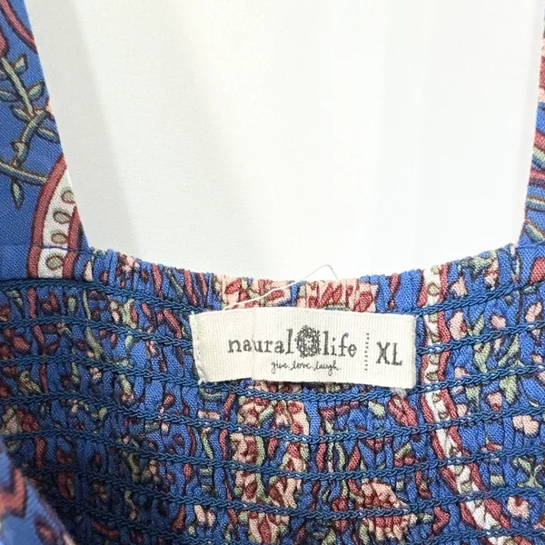 Natural Life XL Tricia Maxi Dress Blue Paisley Red Floral Boho Cottagecore‎ 1836 - Image 10