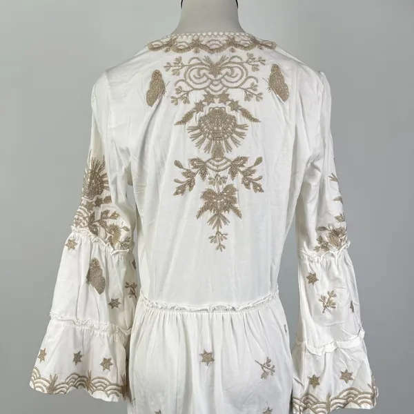 NWOT JOHNNY WAS Floral Embroidered Cotton V-Neck Knee-length Dress Size S - Image 8