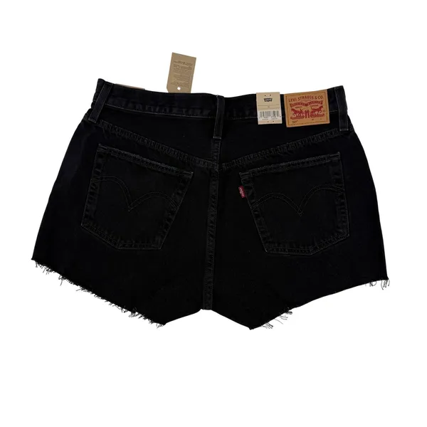 Levi's 501 Original Shorts Women 32 Black‎ Distressed High Rise Denim Cutoffs - Image 4