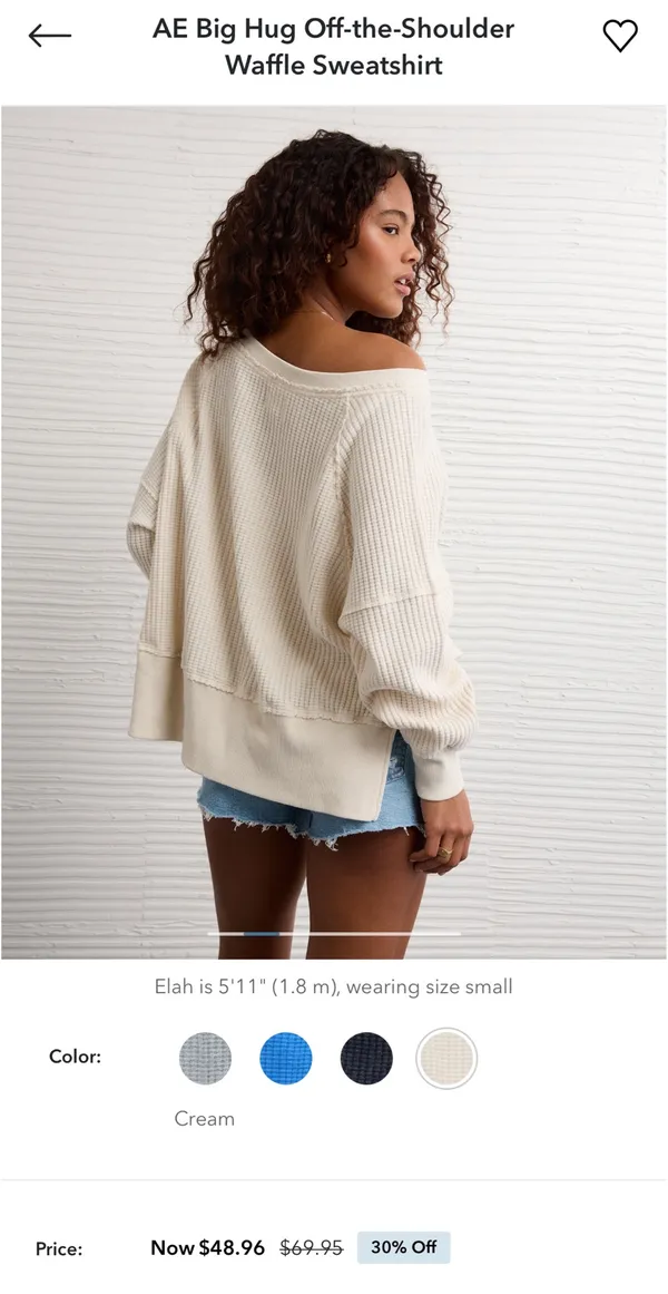 American Eagle Cream Waffle Knit Sweater - Image 2