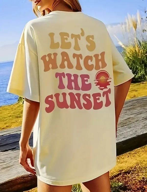 Let’s Watch The Sunset Short Sleeve Graphic Tee XS - Image 3