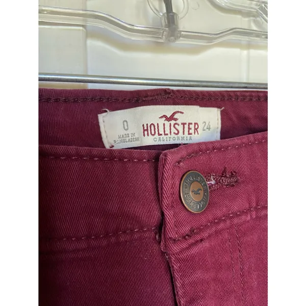 Hollister Burgundy Skinny Jeans Womens 0 24 Mid Rise Stretch‎ Cotton Denim Pants - Image 7