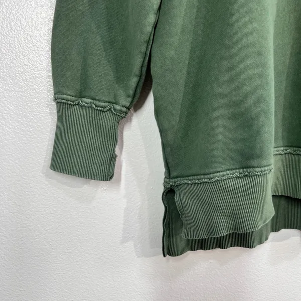 Aerie Distressed Oversized Sweatshirt Women's‎ S/P Olive Green Crewneck Pullover - Image 6