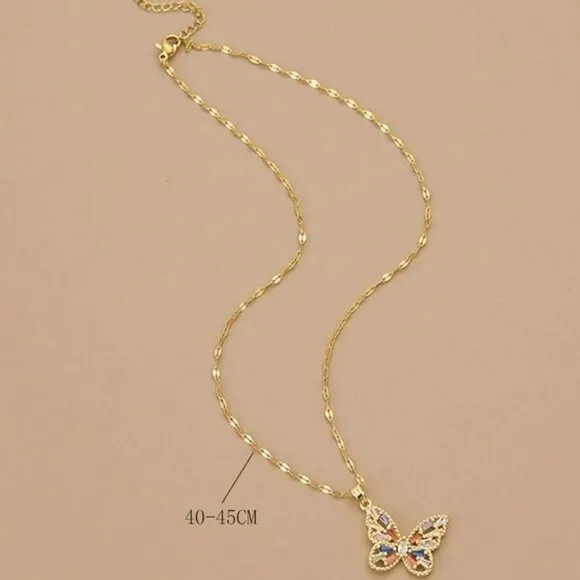 Women Zirconia Butterfly Stainless Steel Necklace - Image 4