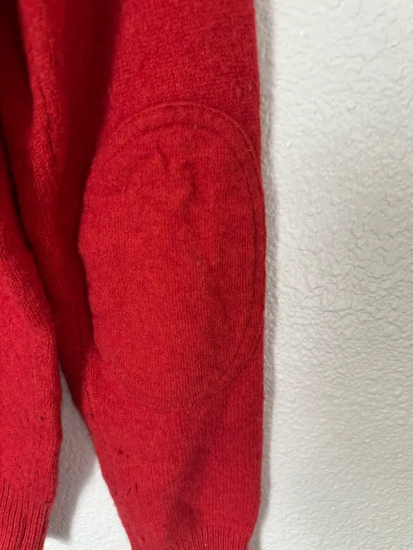 Aplaca /Merino Wool Blend Red Sweater w/Elbow Patches/ SLIM FIT~ M - Image 3