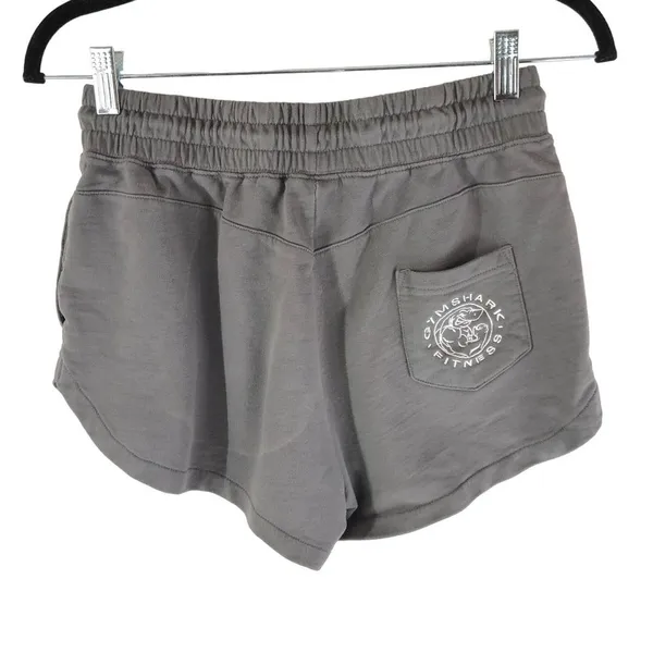 Gymshark Womens Legacy Drawstring Shorts Pockets Logo Gray XS - Image 2