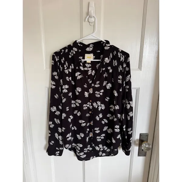 Maeve‎ Anthropologie Emory Bow Printed button down top size US12 (large) - Image 2