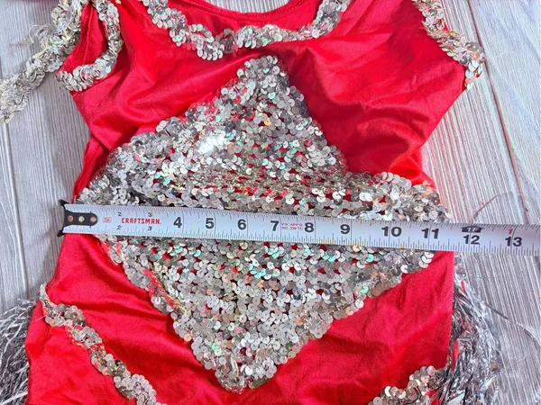 Vintage handmade body suit concert festival wear with tinsel fringe handmade sm - Image 3