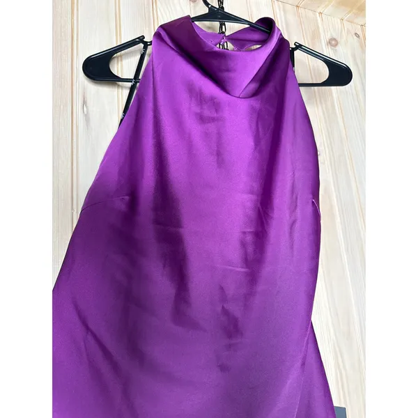 NWT Lulus Gorgeous Endeavor Purple Satin Halter Mini Slip Dress Party Backless M - Image 4