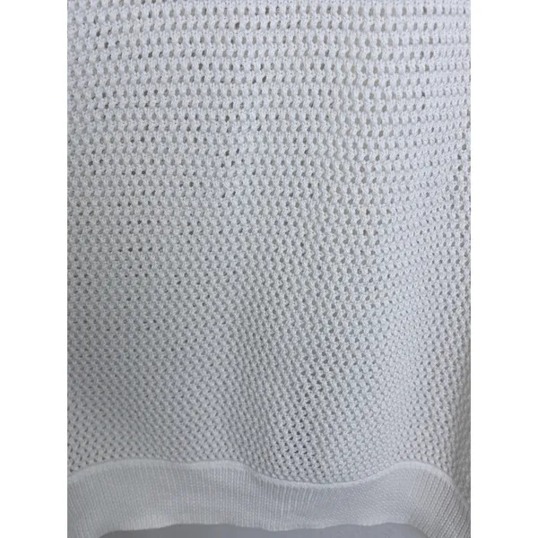 Vince White Mixed Knit Pointelle Cardigan Cotton Blend Drop Sleeve M Minimalist - Image 5