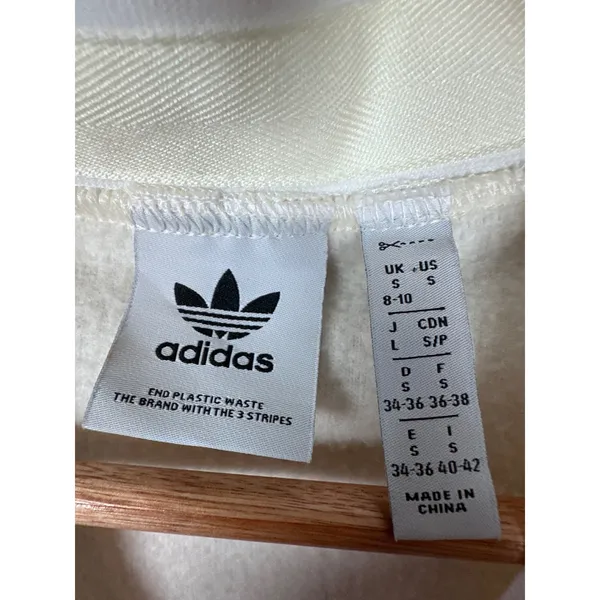 Adidas Cardigan Women Small Cream Floral Terry Cloth Sporty Athleisure street - Image 7