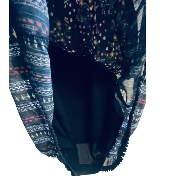 Mo:Vint New York Navy Blue Floral Mixed Print Tiered Mini‎ Dress Womens Medium - Image 6