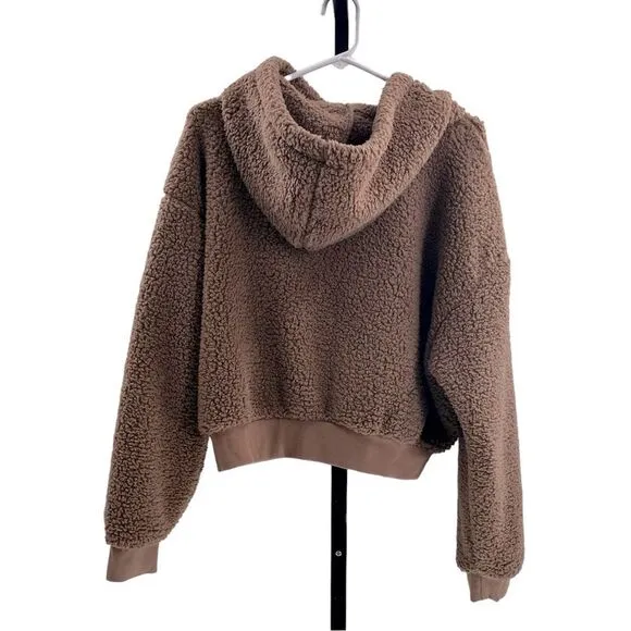 Skims Women’s Size L Teddy Zip Up Hoodie Tigers Eye Brown Comfy‎ Sherpa Lounge - Image 6