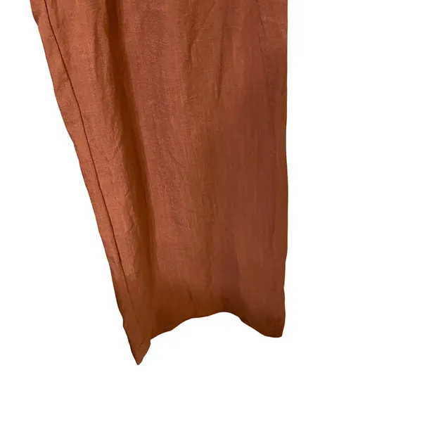 Halara Rust Brown High Waisted Pleated Wide Leg Pants Tall XS Woven Trousers - Image 7