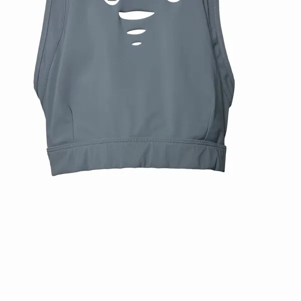 Alo‎ Yoga Warrior Ripped Sports Bra Gray Cross Back Strappy Size S Yoga Gym Chic - Image 7