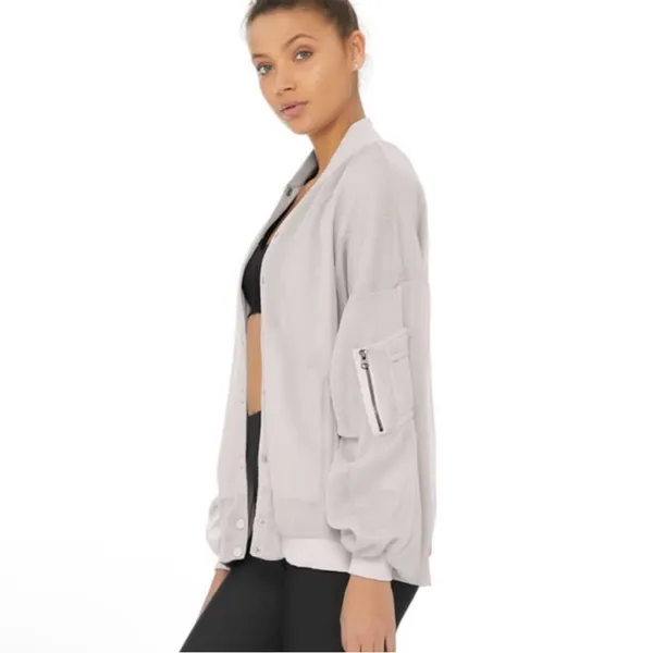 Alo Yoga‎ Field Mesh Jacket Full Zip Dove Grey large - Image 7