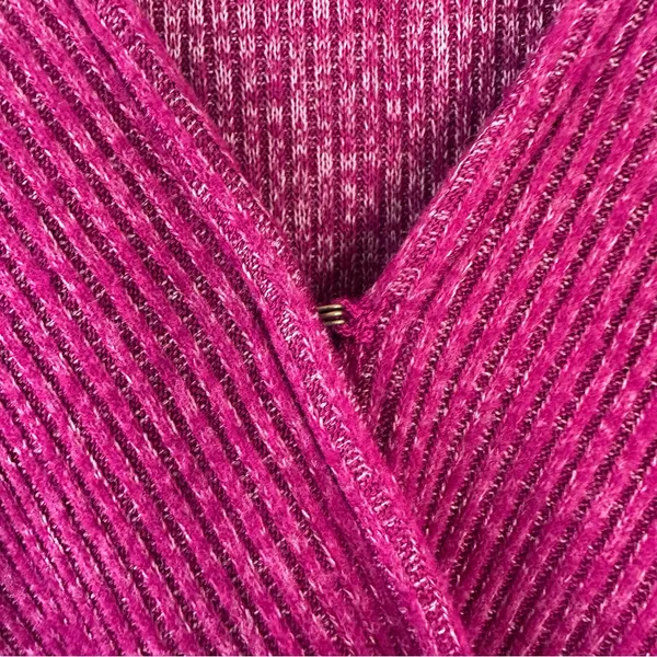 Anthropologie Lace Sleeve Women’s Medium Berry Pink Ribbed Feminine Flirty - Image 7