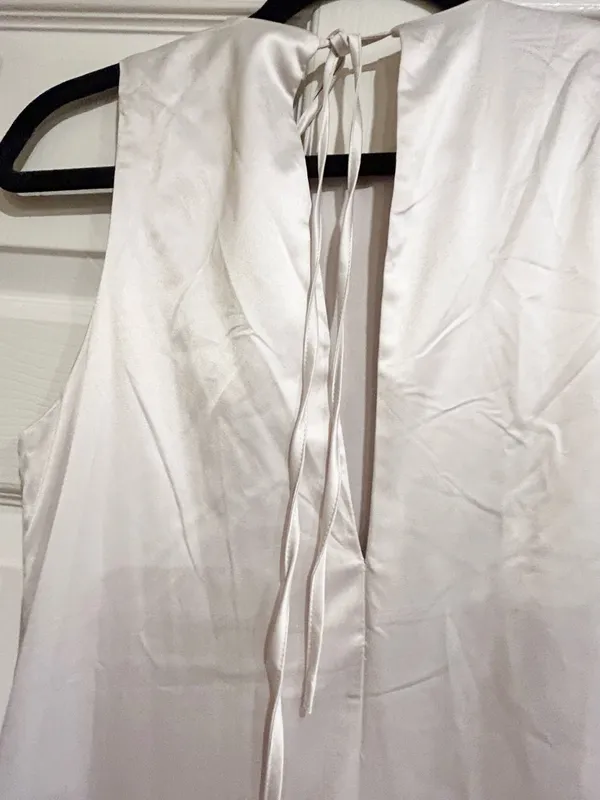 Sold Out Vira L Zara Asymmetrical Satin Effect Midi Dress Nwt S - Image 16