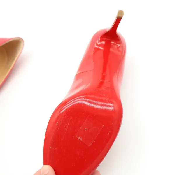 Christian Louboutin Punch Dolly Pump Womens 7.5 Red Patent Leather Stiletto Heel - Image 14