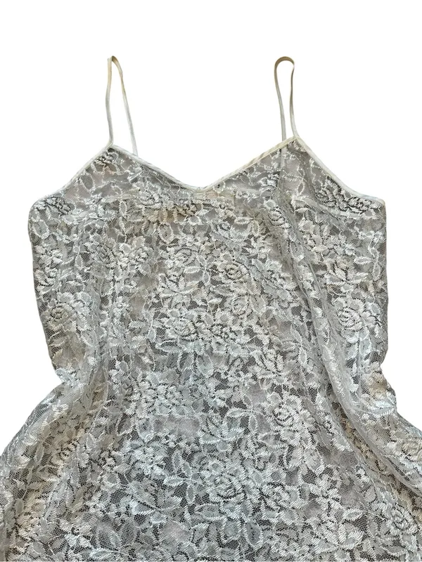 Vintage White Sheer Lace Mini Slip Dress 90s Romantic Cottage Fairycore - Image 2