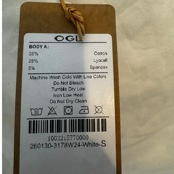 OGL Elevated V-Neck Side Ruched Cap Sleeve Bra Tee Pure White Size S New - Image 3