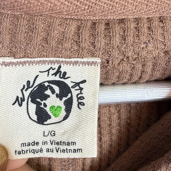 Free People We the Free Super Natural Thermal Hoodie Tan Brown W2294 Sz L - Image 7